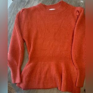 Vibrant Orange Ribbed Turtleneck Sweater